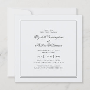 Elegante einfache klassische White Wedding Einladung