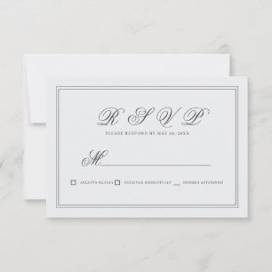 Elegante einfache klassische White Wedding RSVP Karte