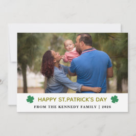 Elegante einfache Kleeblatt-Foto St. Patrick's Day Feiertagskarte