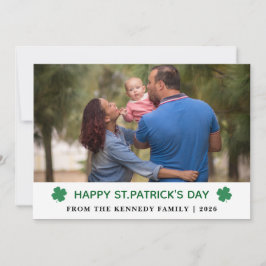 Elegante einfache Kleeblatt-Foto St. Patrick's Day Feiertagskarte