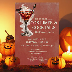 Elegante einfache Kostüme Cocktails Halloween-Part Einladung