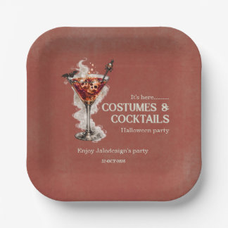 Elegante einfache Kostüme Cocktails Halloween-Part Pappteller