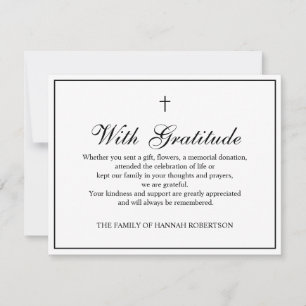Elegante einfache Kreuz-Trauer-Flat-Dankeskarten Dankeskarte