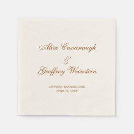 Elegante, einfache Kupfer- und Elfenbeinhochzeit Serviette