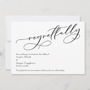 Elegante einfache "Leider" abgesagte Hochzeitskart Einladung