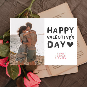 Elegante einfache Liebe Frohen Valentinstag 1 Foto Feiertagskarte