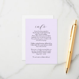 Elegante, einfache lila Hochzeitsinformationen Begleitkarte