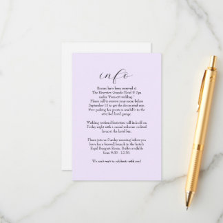 Elegante, einfache lila Hochzeitsinformationen Begleitkarte
