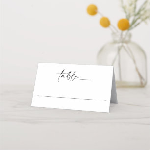 Elegante einfache Minimal-Handschrift Hochzeit Platzkarte