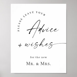 Elegante Einfache Minimalistische Beratung & Wünsc Poster