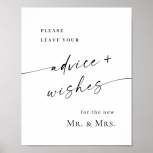 Elegante Einfache Minimalistische Beratung & Wünsc Poster