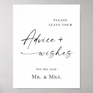 Elegante Einfache Minimalistische Beratung & Wünsc Poster