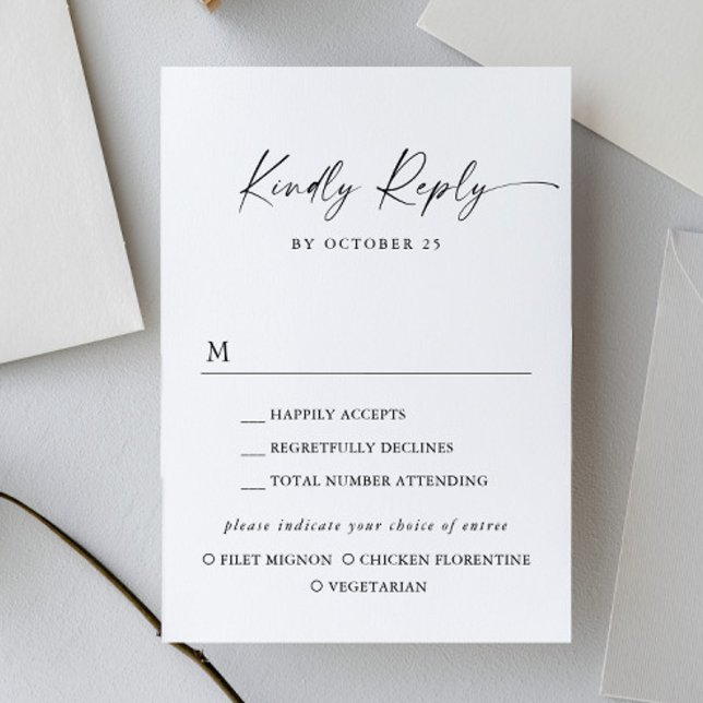 Elegante einfache Minimalistische Kalligraphie RSVP Karte (Von Creator hochgeladen)
