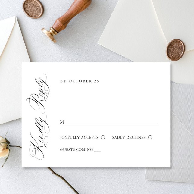 Elegante einfache Minimalistische Kalligraphie RSVP Karte (Von Creator hochgeladen)