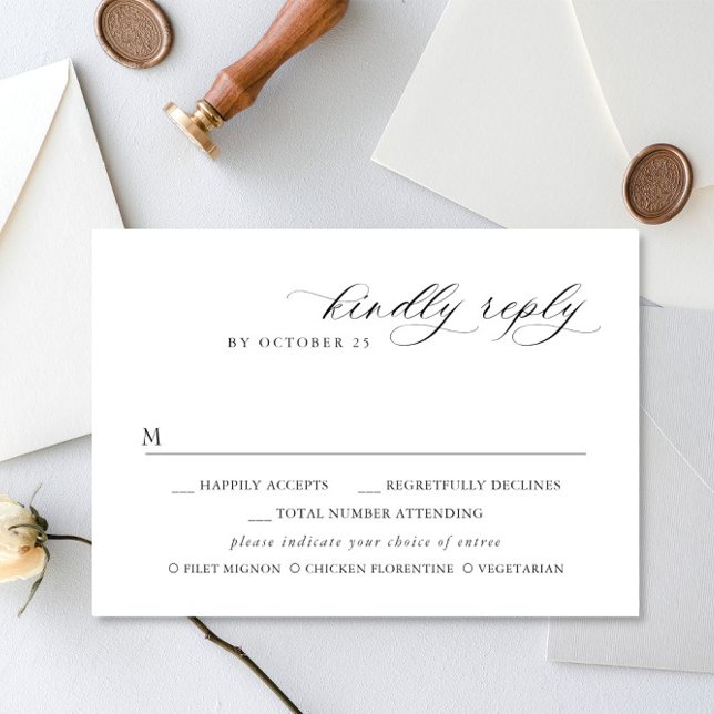 Elegante einfache Minimalistische Kalligraphie RSVP Karte (Von Creator hochgeladen)