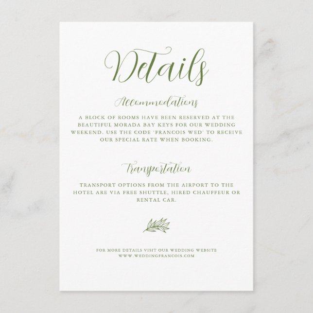 Elegante, einfache, minimalistische Script-Hochzei Begleitkarte (Vorderseite)