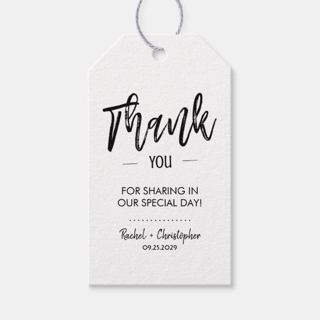 Elegante einfache Minimalistische Script-Hochzeits Geschenkanhänger (Vorderseite)