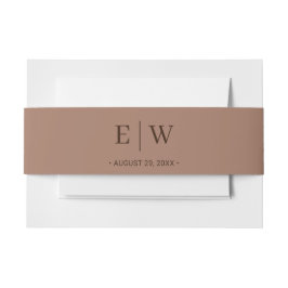 Elegante einfache Mocha-Mousse mit Monogram-Hochze Einladungsbanderole
