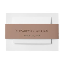 Elegante einfache Mocha-Mousse mit Monogram-Hochze Einladungsbanderole