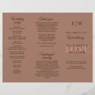 Elegante einfache Mocha-Mousse mit Monogram-Hochze Flyer
