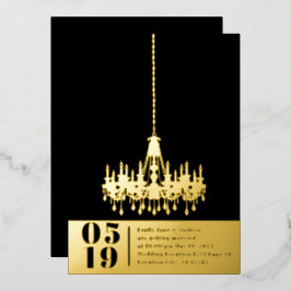 Elegante einfache, moderne Chandelier Gold Wedding Folieneinladung