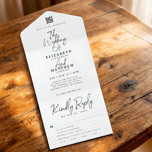 Elegante einfache moderne elegante QR-Mahlzeit-Opt All In One Einladung