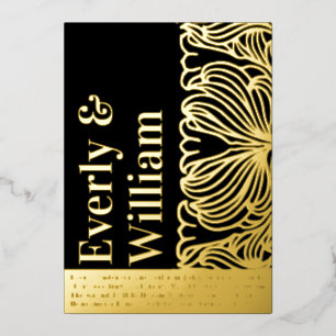 Elegante einfache moderne florale Goldhochzeit Folieneinladung