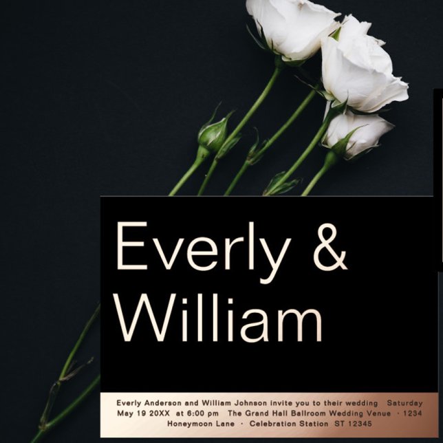 Elegante Einfache moderne Minimalistische Hochzeit Folieneinladung (Von Creator hochgeladen)