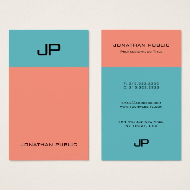 Elegante einfache moderne Monogramm-Vorlage (Vorne & Hinten)