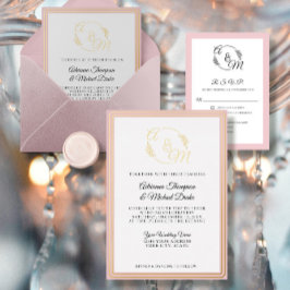 Elegante einfache moderne, rosafarbene Hochzeitsfe Folieneinladung
