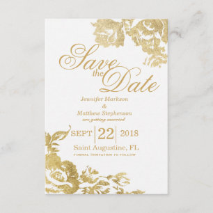 Elegante Einfache moderne Rose Blumengold Rett Dat Einladung