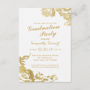 Elegante einfache moderne Rose Floral Gold Abschlu Einladung
