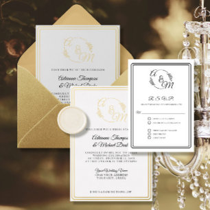 Elegante einfache moderne Schwarz-Weiß-Hochzeit RSVP Karte