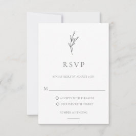 Elegante einfache monochrome botanische Leaf-Klass RSVP Karte