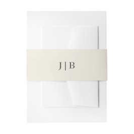 Elegante einfache Monogram Cream Ivory Wedding Einladungsbanderole