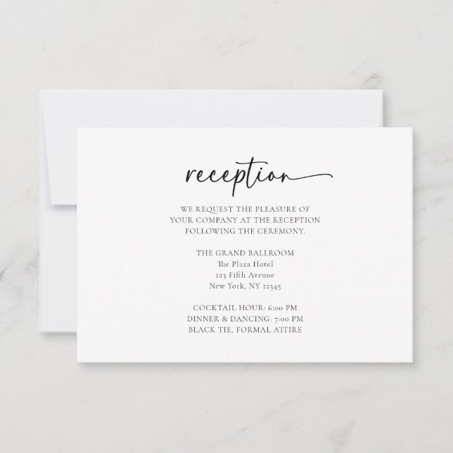 Elegante einfache Monogram Wedding Reception Card Dankeskarte (Vorderseite)