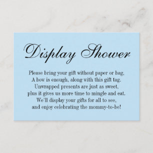 Elegante, einfache No Wrap Babydusche, Baby Blue Begleitkarte