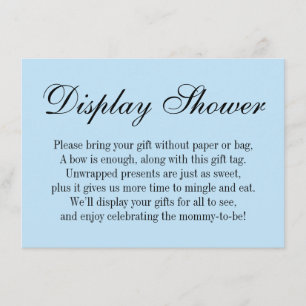 Elegante, einfache No Wrap Babydusche, Baby Blue Begleitkarte