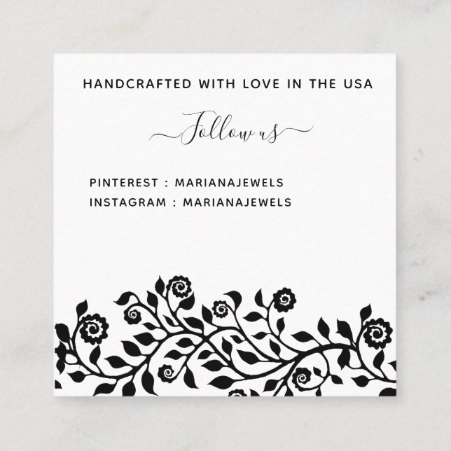 Elegante, einfache Ohrringe-Display-Karten Quadratische Visitenkarte (Rückseite)