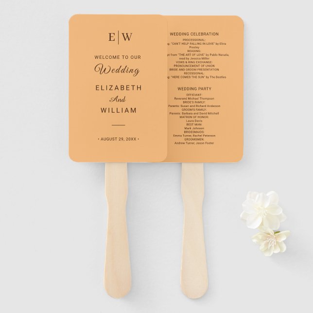 Elegante Einfache Pfirsicheife Fächer (Vorne und Hinten)