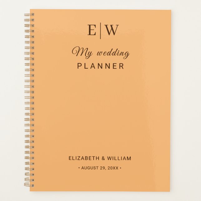 Elegante Einfache Pfirsicheife Planer (Vorderseite)