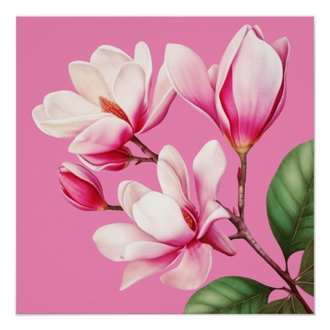 Elegante Einfache rosa Blume Poster (Vorderseite)