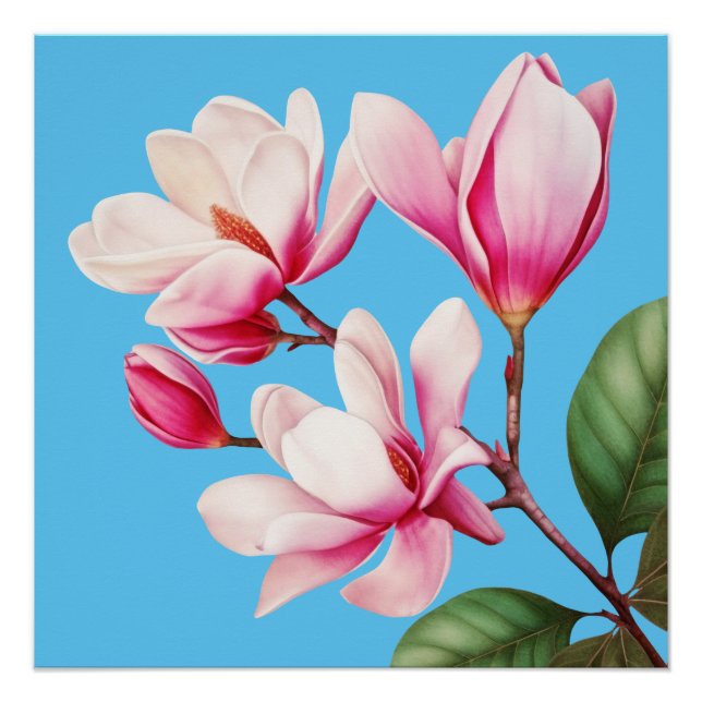 Elegante Einfache rosa Blume Poster (Vorderseite)