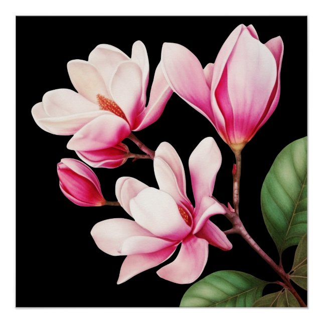 Elegante Einfache rosa Blume Poster (Vorderseite)