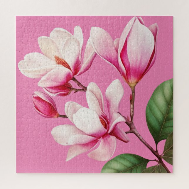 Elegante Einfache rosa Blume Puzzle (Vertikal)