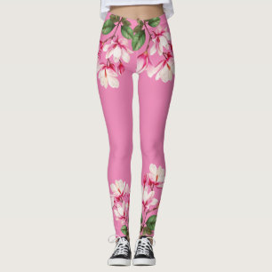 Elegante einfache rosa Blumen-Blumenkunst Leggings
