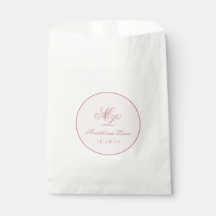 Elegante einfache rosa Monogram Circle Wedding Geschenktütchen