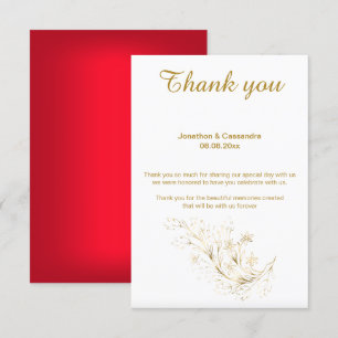 ELEGANTE EINFACHE ROTE GOLD REVERSE DANKE EINLADUNG