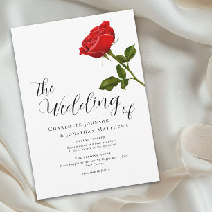 Elegante einfache rote Rosenhochzeit Einladung