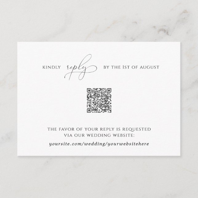 Elegante einfache Rsvp-Karte mit QR-Code Begleitkarte (Vorderseite)